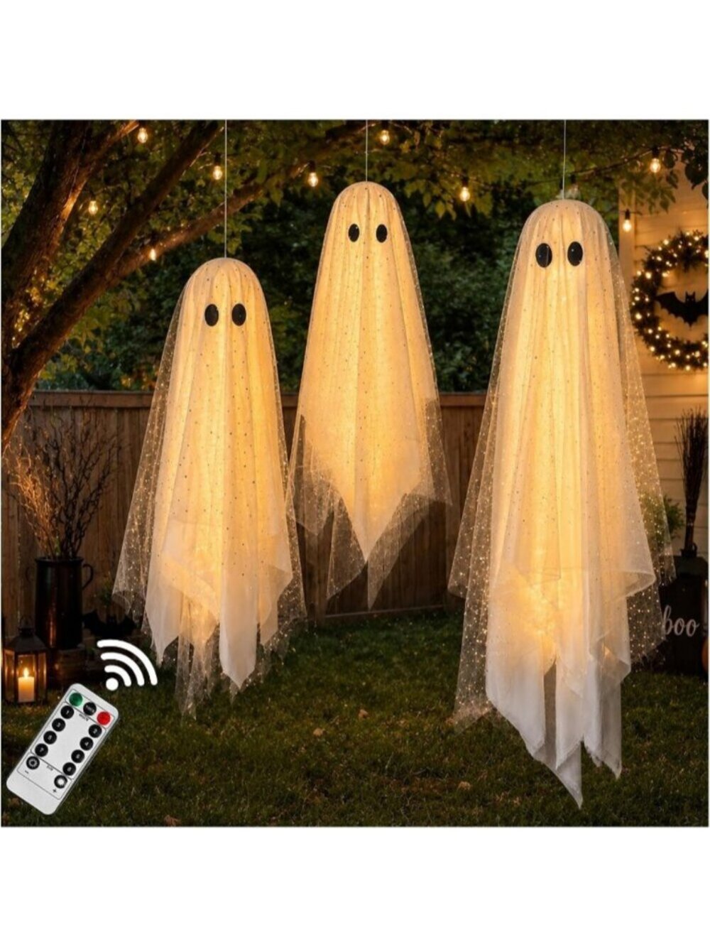 3pcs Hanging Ghost Decor Halloween Decorations Medium Ghost Cute Garden Decor